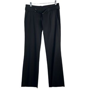 Boss Hugo Boss Black Virgin Wool Straight Leg Belted Tie Dress Pants Size 2